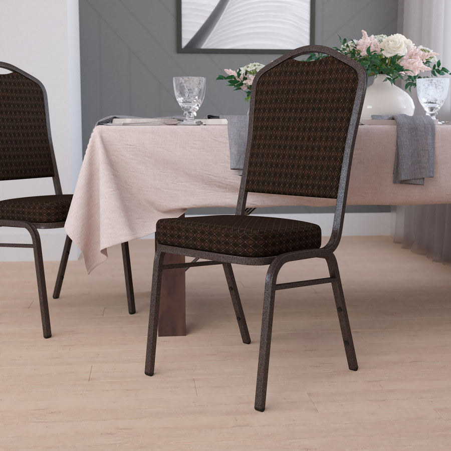 BLNK - HERCULES Series Fabric Crown Back Stacking Banquet Chair with Gold Vein Frame