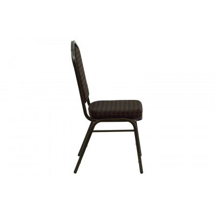 BLNK HERCULES Series Fabric Crown Back Stacking Banquet Chair with Gold Vein Frame - Brown Patterned