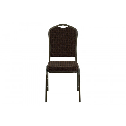 BLNK HERCULES Series Fabric Crown Back Stacking Banquet Chair with Gold Vein Frame - Brown Patterned