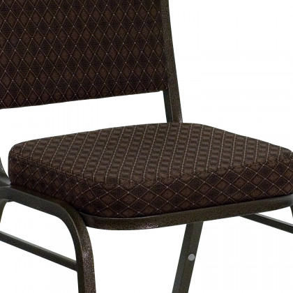 BLNK HERCULES Series Fabric Crown Back Stacking Banquet Chair with Gold Vein Frame - Brown Patterned