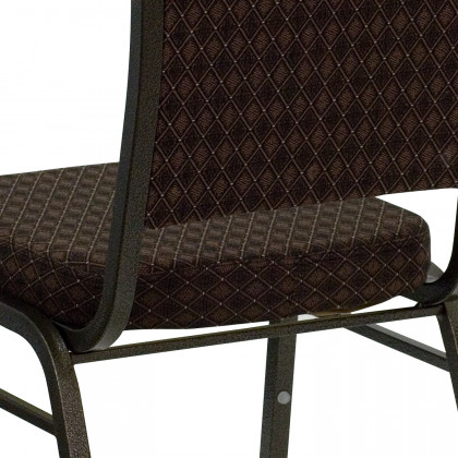 BLNK HERCULES Series Fabric Crown Back Stacking Banquet Chair with Gold Vein Frame - Brown Patterned