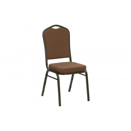 BLNK HERCULES Series Fabric Crown Back Stacking Banquet Chair with Gold Vein Frame - Coffee