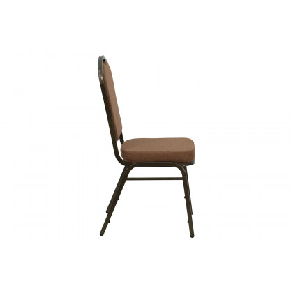 BLNK HERCULES Series Fabric Crown Back Stacking Banquet Chair with Gold Vein Frame - Coffee