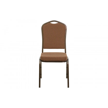 BLNK HERCULES Series Fabric Crown Back Stacking Banquet Chair with Gold Vein Frame - Coffee