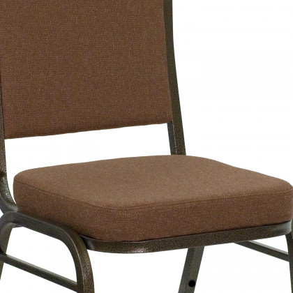 BLNK HERCULES Series Fabric Crown Back Stacking Banquet Chair with Gold Vein Frame - Coffee