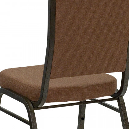 BLNK HERCULES Series Fabric Crown Back Stacking Banquet Chair with Gold Vein Frame - Coffee