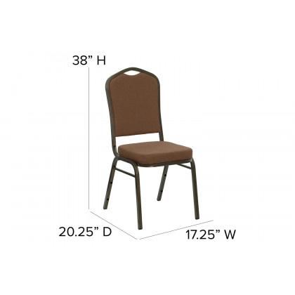 BLNK HERCULES Series Fabric Crown Back Stacking Banquet Chair with Gold Vein Frame - Coffee
