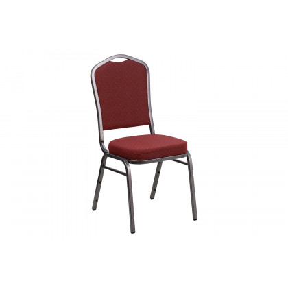 BLNK HERCULES Series Fabric Crown Back Stacking Banquet Chair with Silver Vein Frame - Burgundy Patterned
