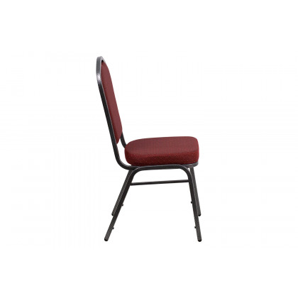 BLNK HERCULES Series Fabric Crown Back Stacking Banquet Chair with Silver Vein Frame - Burgundy Patterned
