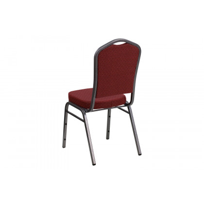 BLNK HERCULES Series Fabric Crown Back Stacking Banquet Chair with Silver Vein Frame - Burgundy Patterned