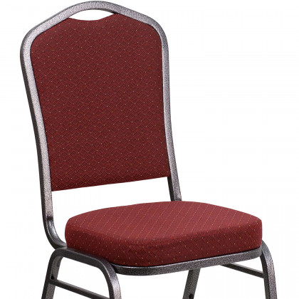 BLNK HERCULES Series Fabric Crown Back Stacking Banquet Chair with Silver Vein Frame - Burgundy Patterned