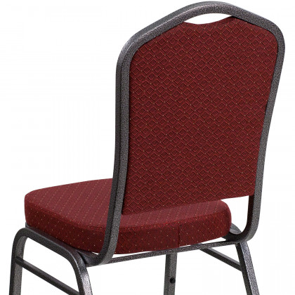 BLNK HERCULES Series Fabric Crown Back Stacking Banquet Chair with Silver Vein Frame - Burgundy Patterned