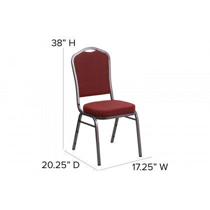 BLNK HERCULES Series Fabric Crown Back Stacking Banquet Chair with Silver Vein Frame - Burgundy Patterned