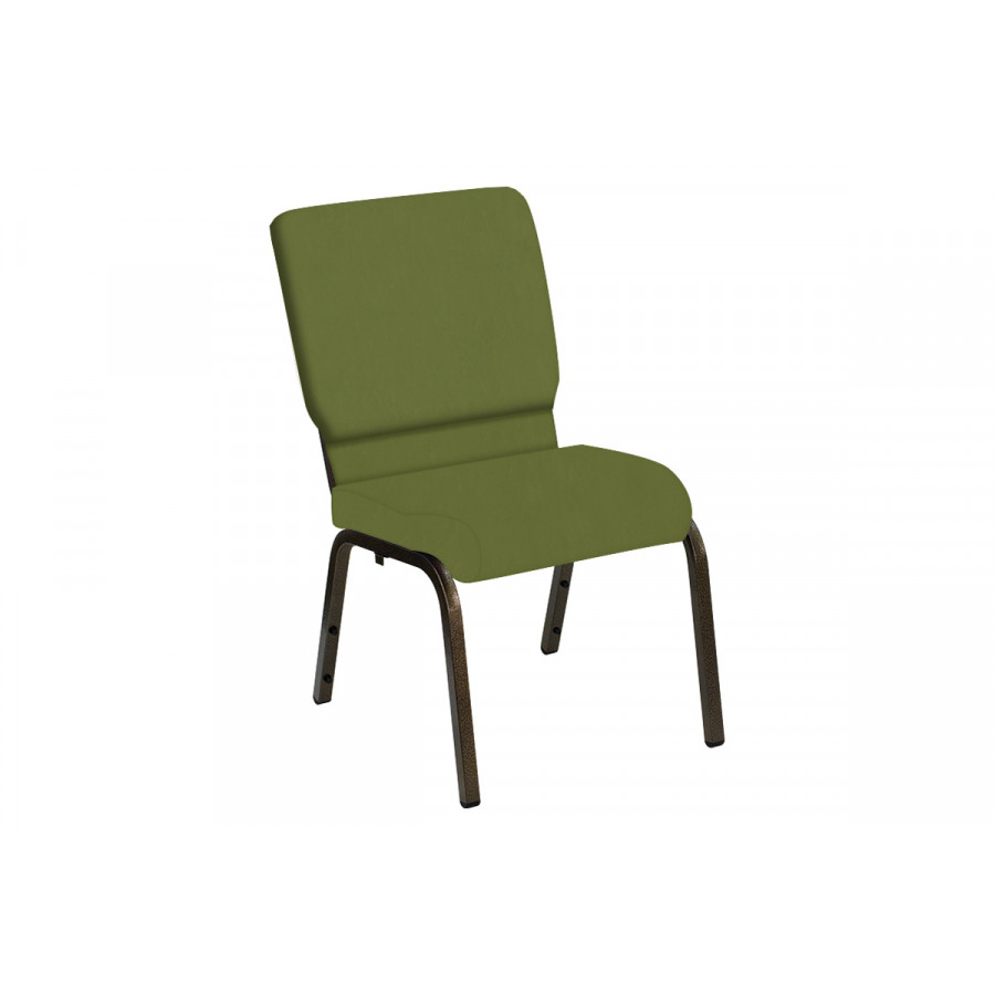 BLNK HERCULES Series Church Chair in E-Z Wallaby Vinyl with Gold Vein Frame - Olive, 18.5"W