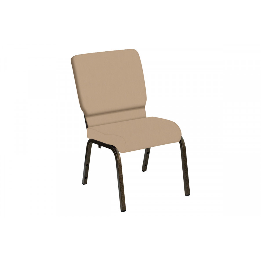 BLNK HERCULES Series Church Chair in E-Z Wallaby Vinyl with Gold Vein Frame - Neutral, 18.5"W