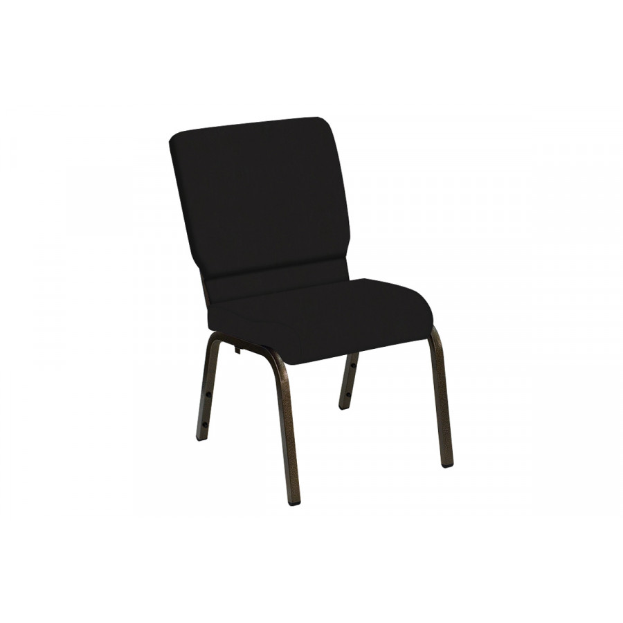 BLNK HERCULES Series Church Chair in E-Z Wallaby Vinyl with Gold Vein Frame - Black, 18.5"W
