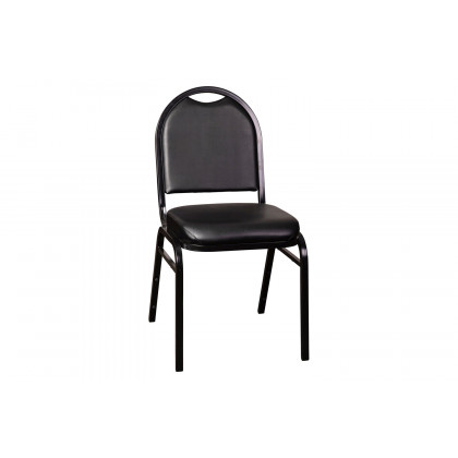 BLNK HERCULES Series Commercial Vinyl Dome Back Stacking Banquet Chair - Black Metal