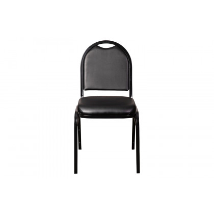 BLNK HERCULES Series Commercial Vinyl Dome Back Stacking Banquet Chair - Black Metal