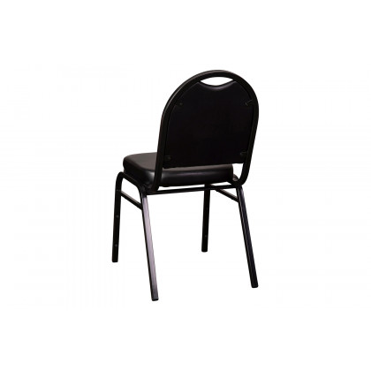 BLNK HERCULES Series Commercial Vinyl Dome Back Stacking Banquet Chair - Black Metal