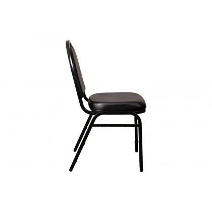 BLNK HERCULES Series Commercial Vinyl Dome Back Stacking Banquet Chair - Black Metal