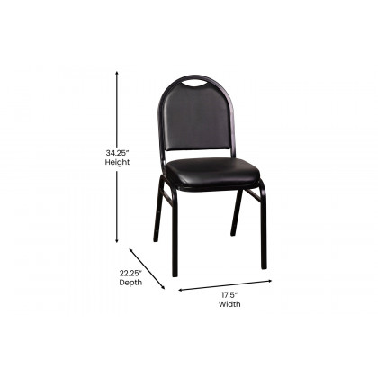 BLNK HERCULES Series Commercial Vinyl Dome Back Stacking Banquet Chair - Black Metal