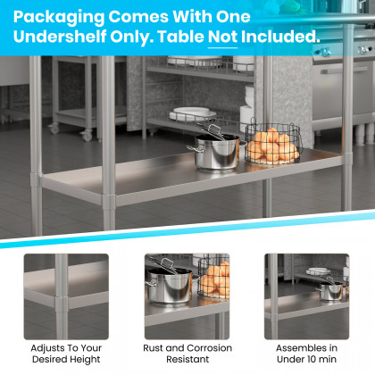 BLNK Woodford Stainless Steel Galvanized Under Shelf - 24"W x 48"L