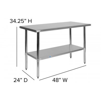 BLNK Rawcliffe Stainless Steel Prep and Work Table with Undershelf