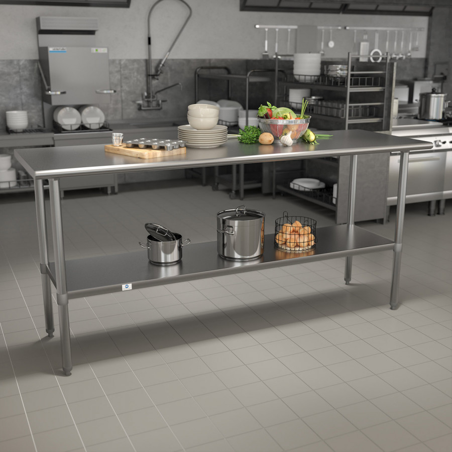 BLNK - Reader Stainless Steel Prep and Work Table with Undershelf