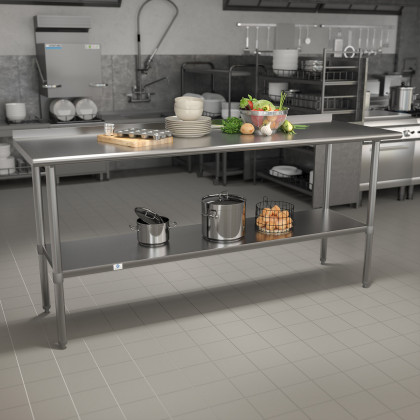 BLNK - Reader Stainless Steel Prep and Work Table with Undershelf