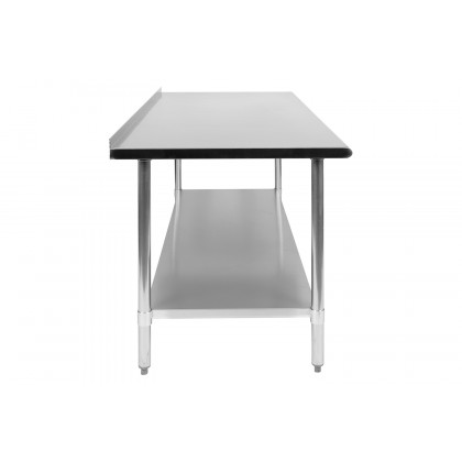 BLNK Reader Stainless Steel Prep and Work Table with Undershelf - with Backsplash