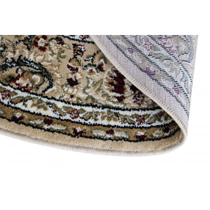 BLNK Mersin Collection Persian Style Round Olefin Area Rug with Jute Backing - Ivory, 4'W x 4'L