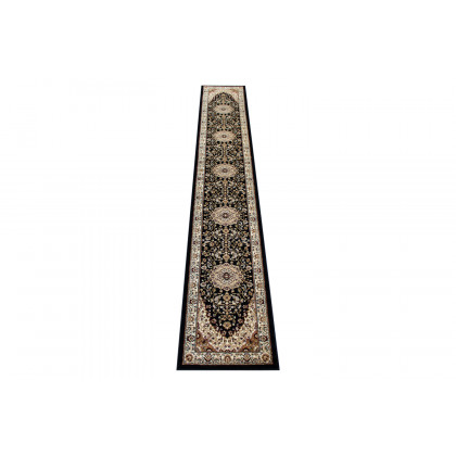 BLNK Mersin Collection Persian Style Olefin Area Rug with Jute Backing - Black, 3'W x 15'L