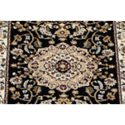 BLNK Mersin Collection Persian Style Olefin Area Rug with Jute Backing - Black, 3'W x 15'L