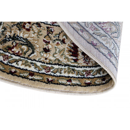 BLNK Mersin Collection Persian Style Round Olefin Area Rug with Jute Backing - Ivory, 5'W x 5'L