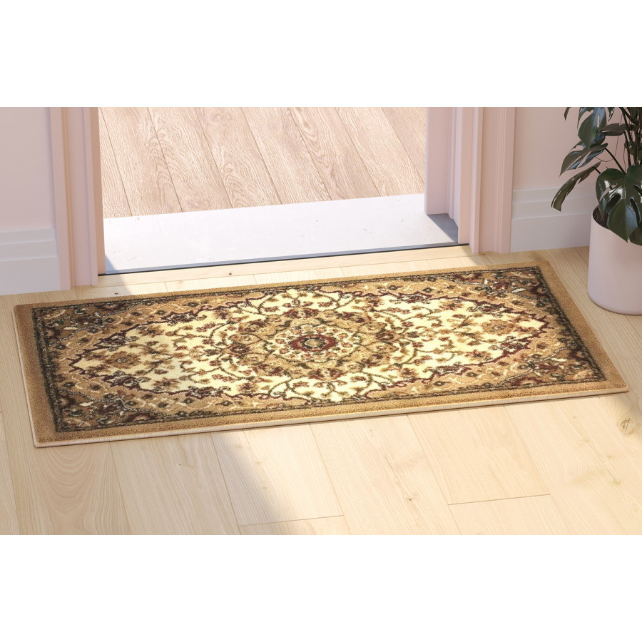 BLNK Mersin Collection Persian Style Olefin Area Rug with Jute Backing - Ivory, 2'W x 3'L
