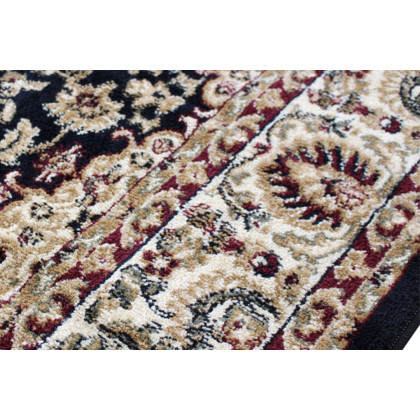 BLNK Mersin Collection Persian Style Square Olefin Area Rug with Jute Backing - Black, 5'W x 5'L