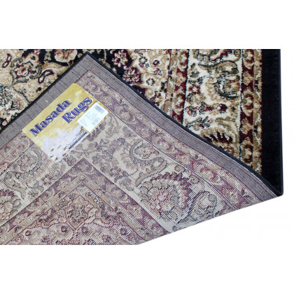 BLNK Mersin Collection Persian Style Square Olefin Area Rug with Jute Backing - Black, 7'W x 7'L