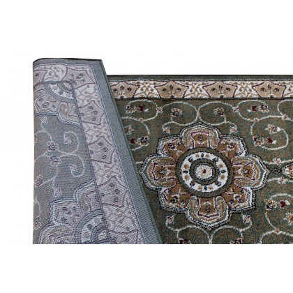 BLNK Portman Collection Persian Style Olefin Area Rug with Jute Backing - Green, 3'W x 15'L