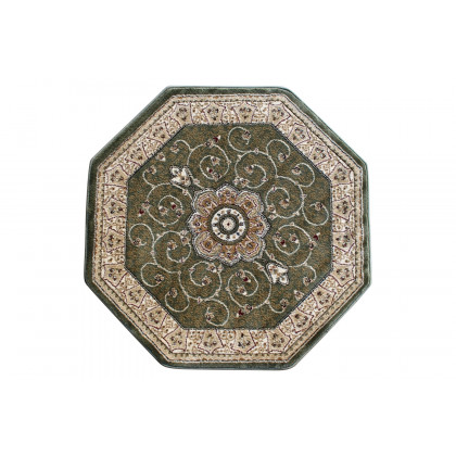 BLNK Portman Collection Persian Style Round Olefin Area Rug with Jute Backing - Green, 4'W x 4'L