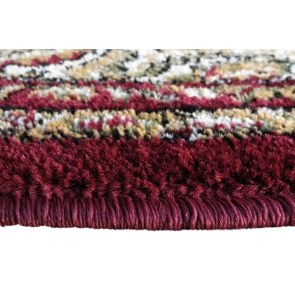 BLNK Mersin Collection Persian Style Octagon Olefin Area Rug with Jute Backing - Burgundy, 4'W x 4'L