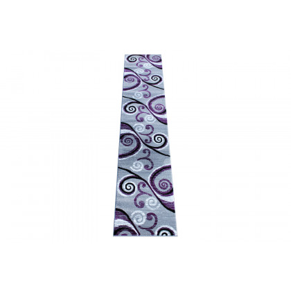 BLNK Valli Collection Abstract Olefin Area Rug with Jute Backing - Purple, 2'W x 11'L