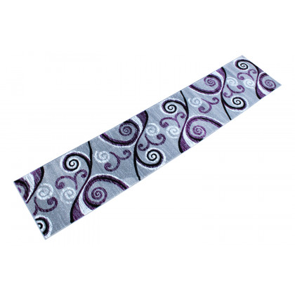 BLNK Valli Collection Abstract Olefin Area Rug with Jute Backing - Purple, 2'W x 11'L