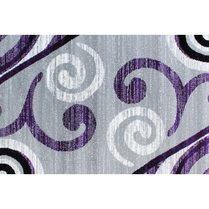 BLNK Valli Collection Abstract Olefin Area Rug with Jute Backing - Purple, 2'W x 11'L