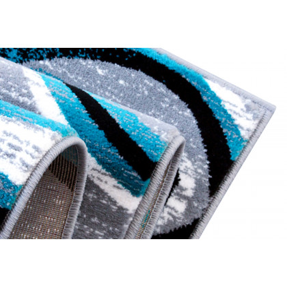 BLNK Valli Collection Abstract Olefin Area Rug with Jute Backing - Turquoise, 2'W x 11'L