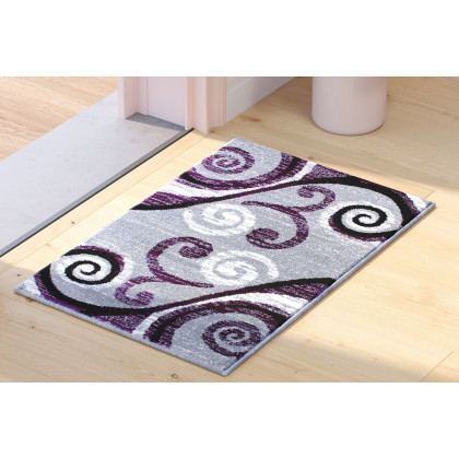 BLNK Valli Collection Abstract Olefin Area Rug with Jute Backing - Purple, 2'W x 3'L