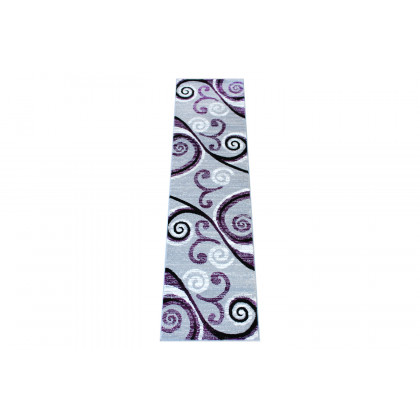 BLNK Valli Collection Abstract Olefin Area Rug with Jute Backing - Purple, 2'W x 7'L