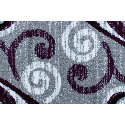 BLNK Valli Collection Abstract Olefin Area Rug with Jute Backing - Purple, 2'W x 7'L