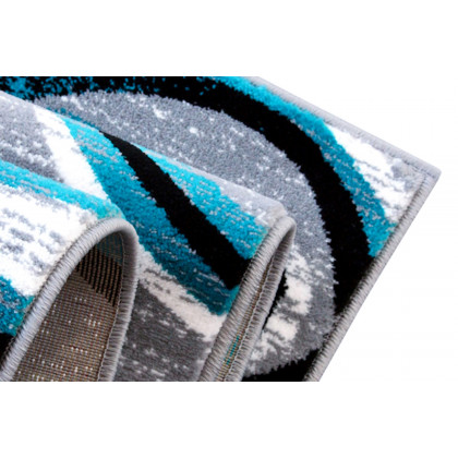 BLNK Valli Collection Abstract Olefin Area Rug with Jute Backing - Turquoise, 3'W x 16'L