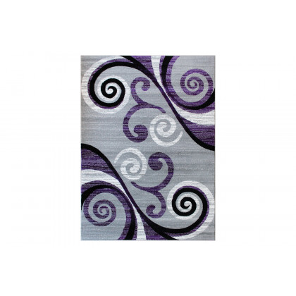 BLNK Valli Collection Abstract Olefin Area Rug with Jute Backing - Purple, 4'W x 5'L