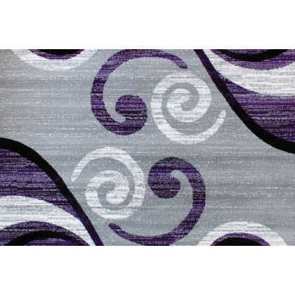BLNK Valli Collection Abstract Olefin Area Rug with Jute Backing - Purple, 4'W x 5'L